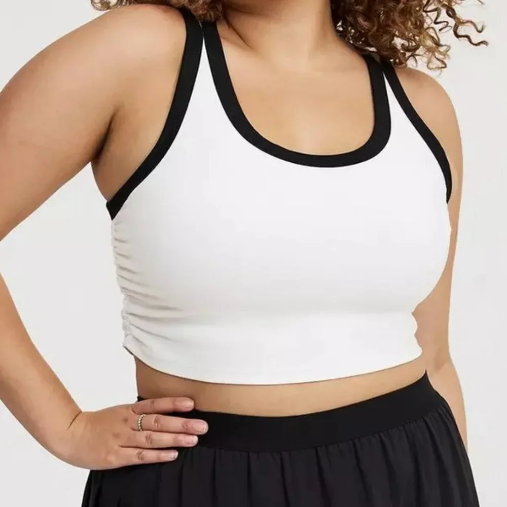 Torrid Bralette 4X White Active Medium Support Strappy Performance Core Bra Plus